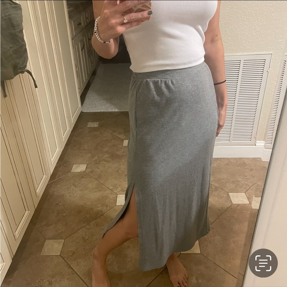 Nordstrom good luck gem ribbed midi skirt - grey
